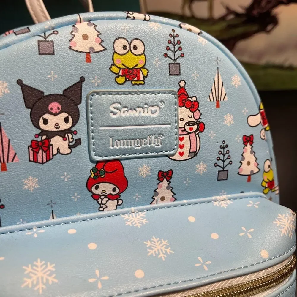 Loungefly Hello Kitty & Friends Holiday Mini Backpack Blue Christmas Snowman